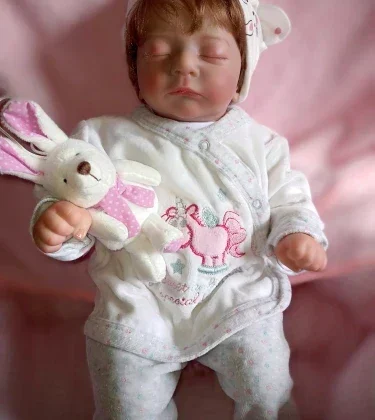 Lifelike 45 cm Reborn Doll | Soft Cloth Body, Closed Eyes, and Hand-Rooted Hair
