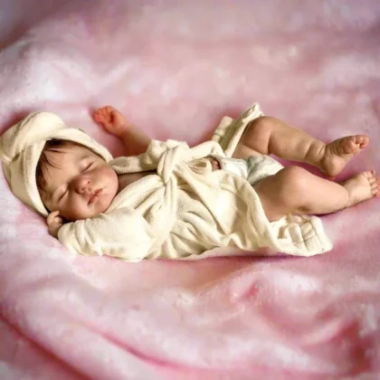 reborn baby doll sleeping in bath rob